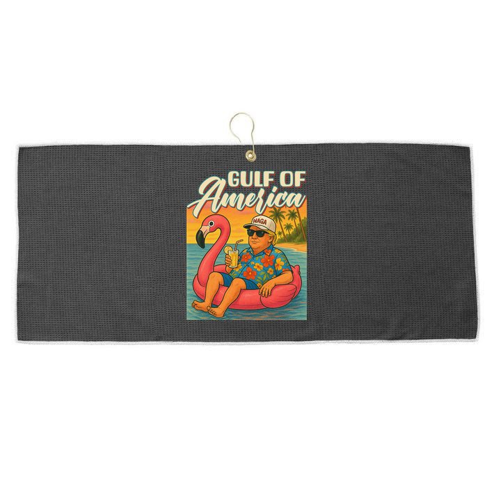 Funny Trump Flamingo Float Gulf Of US America Beach Lover Large Microfiber Waffle Golf Towel