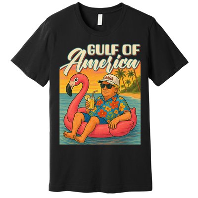 Funny Trump Flamingo Float Gulf Of US America Beach Lover Premium T-Shirt