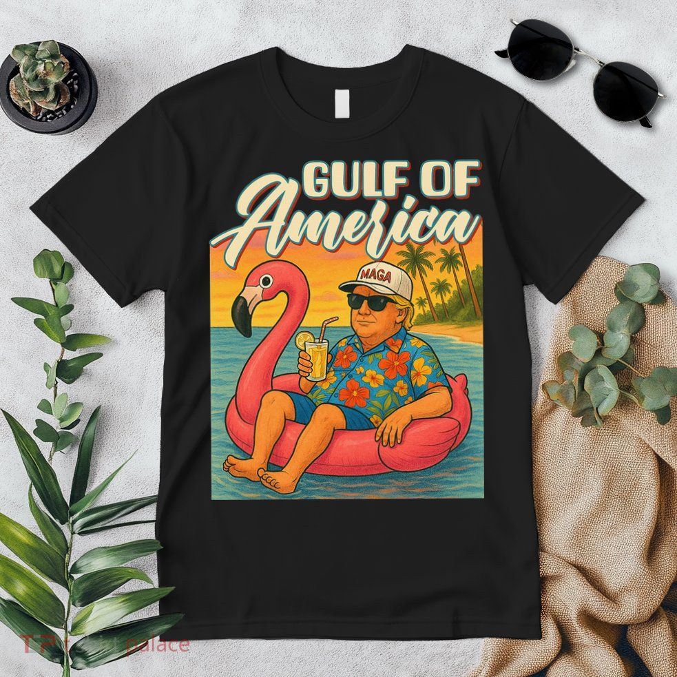 Funny Trump Flamingo Float Gulf Of US America Beach Lover Premium T-Shirt
