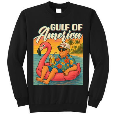 Funny Trump Flamingo Float Gulf Of US America Beach Lover Tall Sweatshirt
