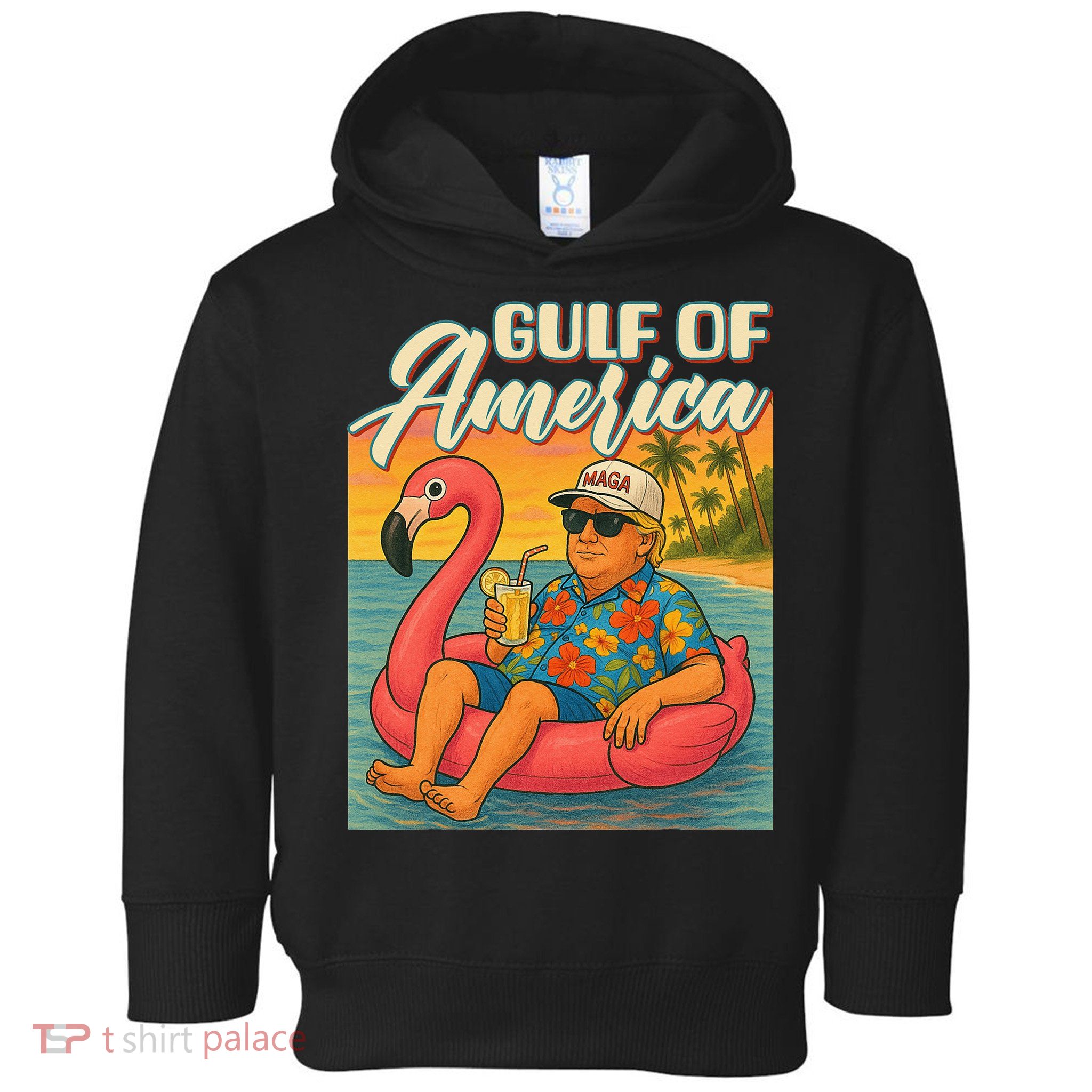 Funny Trump Flamingo Float Gulf Of US America Beach Lover Toddler Hoodie