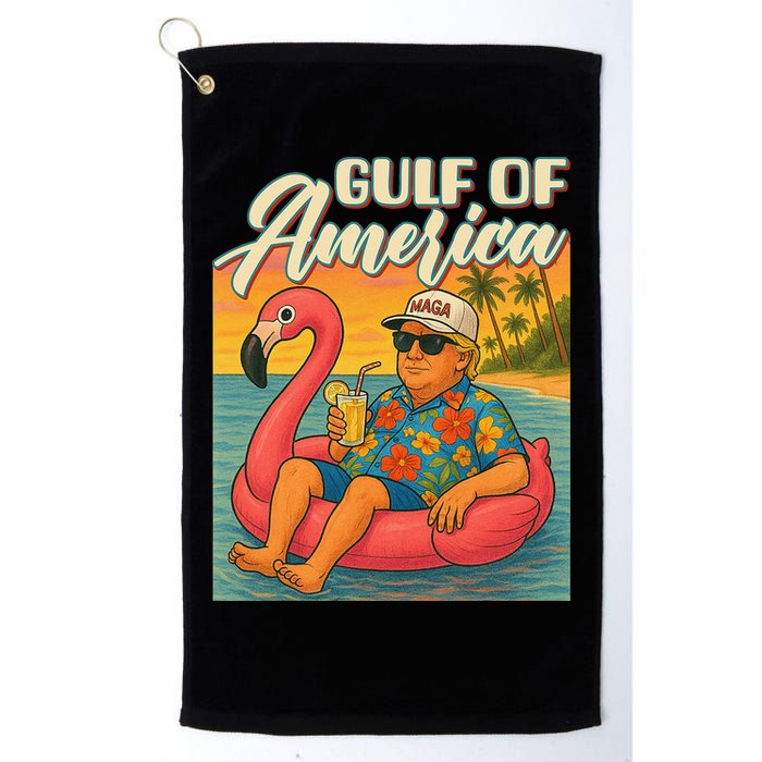 Funny Trump Flamingo Float Gulf Of US America Beach Lover Golf Towel