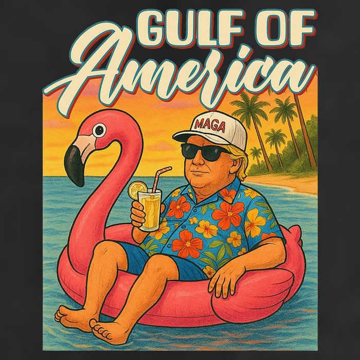 Funny Trump Flamingo Float Gulf Of US America Beach Lover Golf Towel