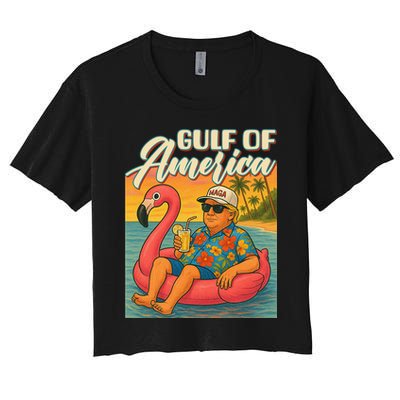 Funny Trump Flamingo Float Gulf Of US America Beach Lover Crop Top