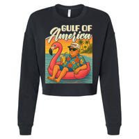 Funny Trump Flamingo Float Gulf Of US America Beach Lover Cropped Pullover Crew