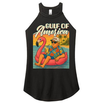 Funny Trump Flamingo Float Gulf Of US America Beach Lover Women's Perfect Tri Rocker Tank