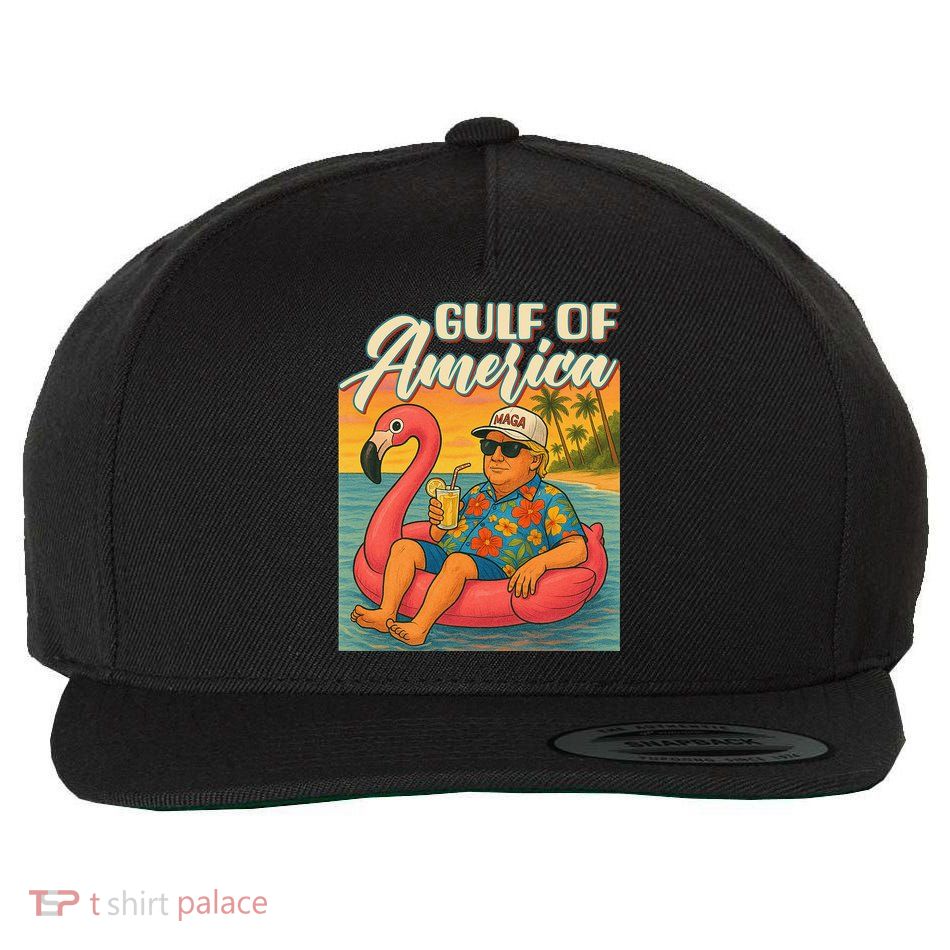 Funny Trump Flamingo Float Gulf Of US America Beach Lover Wool Snapback Cap