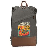 Funny Trump Flamingo Float Gulf Of US America Beach Lover Cotton Canvas Backpack