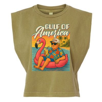 Funny Trump Flamingo Float Gulf Of US America Beach Lover Garment-Dyed Women's Muscle Tee