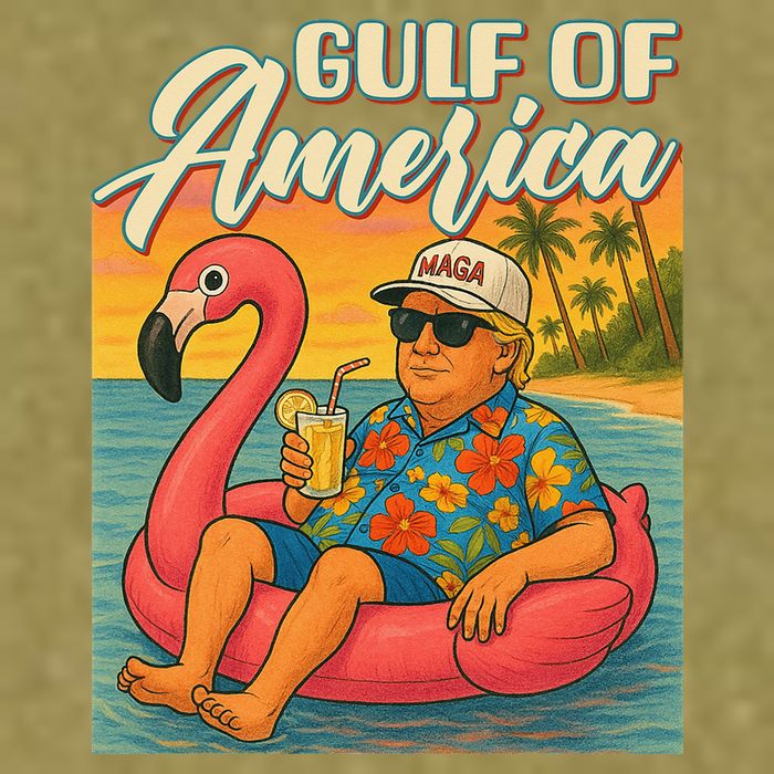 Funny Trump Flamingo Float Gulf Of US America Beach Lover Garment-Dyed Women's Muscle Tee