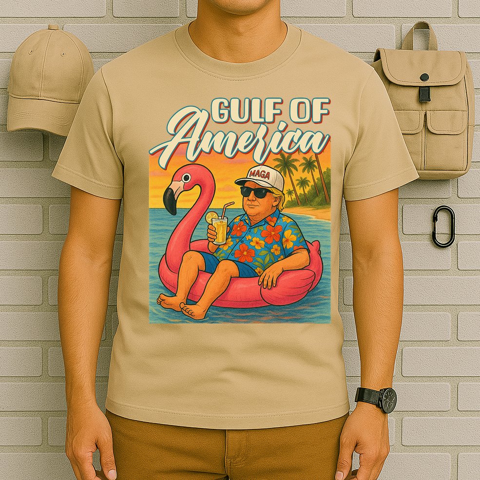 Funny Trump Flamingo Float Gulf Of US America Beach Lover T-Shirt