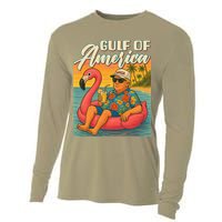Funny Trump Flamingo Float Gulf Of US America Beach Lover Cooling Performance Long Sleeve Crew