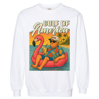 Funny Trump Flamingo Float Gulf Of US America Beach Lover Garment-Dyed Sweatshirt