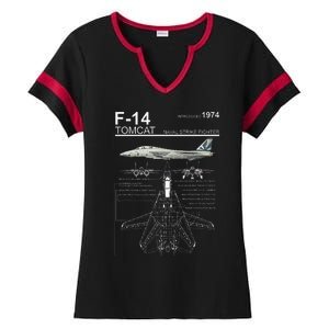 F14 Tomcat Fighter Jet Diagram Ladies Halftime Notch Neck Tee