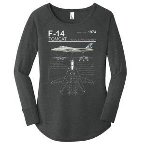 F14 Tomcat Fighter Jet Diagram Women's Perfect Tri Tunic Long Sleeve Shirt