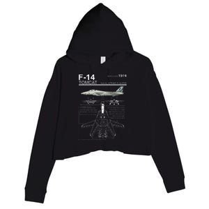 F14 Tomcat Fighter Jet Diagram Crop Fleece Hoodie