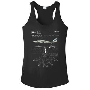 F14 Tomcat Fighter Jet Diagram Ladies PosiCharge Competitor Racerback Tank