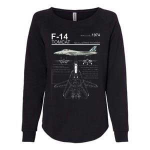 F14 Tomcat Fighter Jet Diagram Womens California Wash Sweatshirt