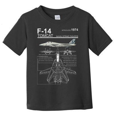 F14 Tomcat Fighter Jet Diagram Toddler T-Shirt