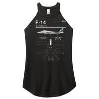 F14 Tomcat Fighter Jet Diagram Women's Perfect Tri Rocker Tank