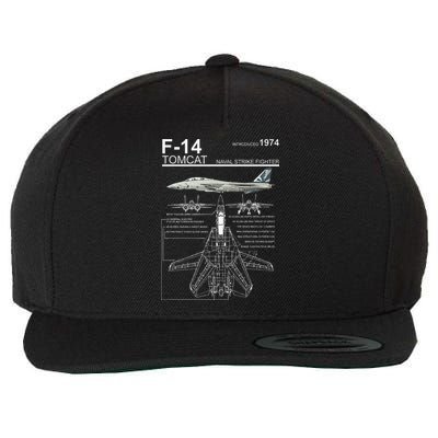 F14 Tomcat Fighter Jet Diagram Wool Snapback Cap