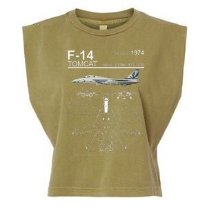 F14 Tomcat Fighter Jet Diagram Garment-Dyed Women's Muscle Tee