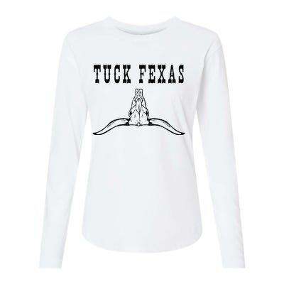 Funny Tuck Fexas Vintage Horns Down Womens Cotton Relaxed Long Sleeve T-Shirt