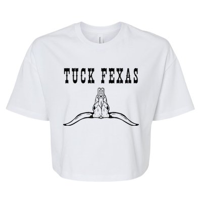 Funny Tuck Fexas Vintage Horns Down Bella+Canvas Jersey Crop Tee