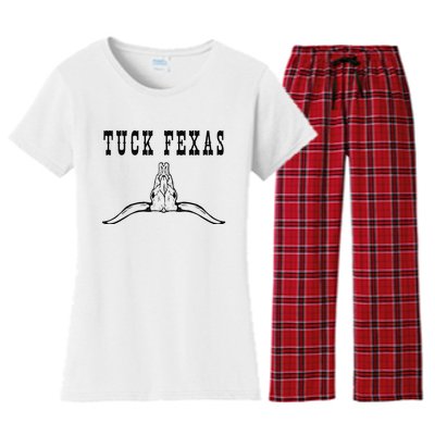 Funny Tuck Fexas Vintage Horns Down Women's Flannel Pajama Set