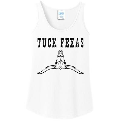 Funny Tuck Fexas Vintage Horns Down Ladies Essential Tank