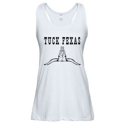 Funny Tuck Fexas Vintage Horns Down Ladies Essential Flowy Tank