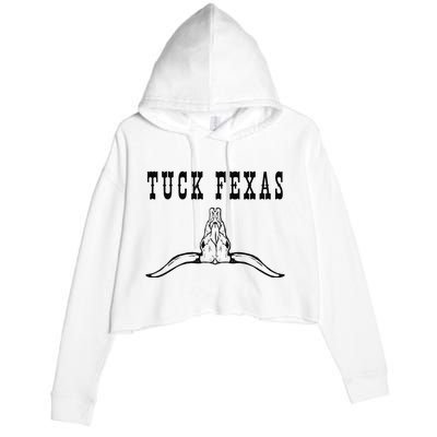 Funny Tuck Fexas Vintage Horns Down Crop Fleece Hoodie