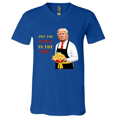 Funny Trump Fast Food Put The Fries In The Bag 2024 V-Neck T-Shirt