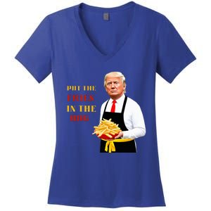 Funny Trump Fast Food Put The Fries In The Bag 2024 Women's V-Neck T-Shirt