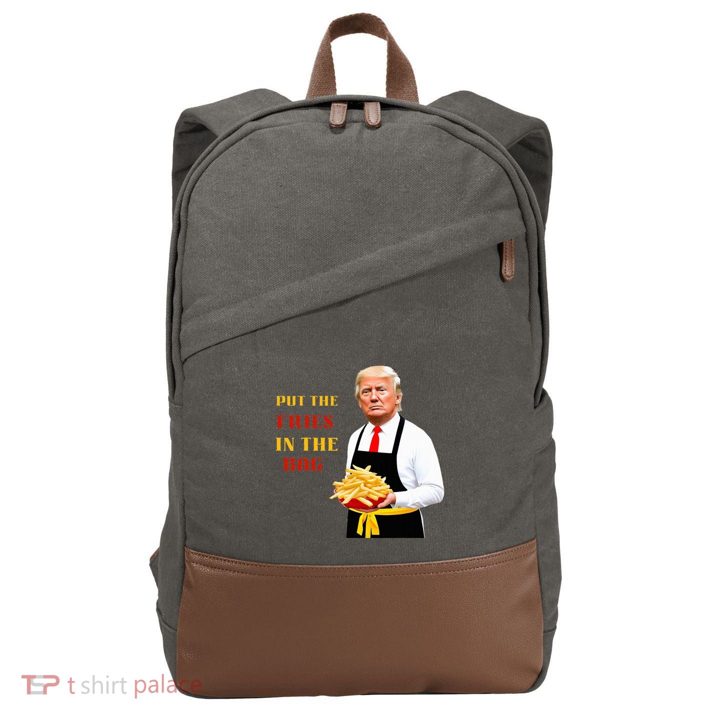 Funny Trump Fast Food Put The Fries In The Bag 2024 Cotton Canvas Backpack