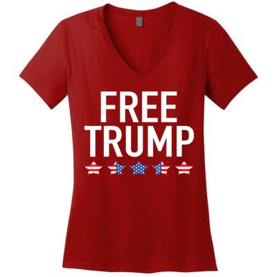 Free Trump, Free Donald Trump 2024 Women's V-Neck T-Shirt