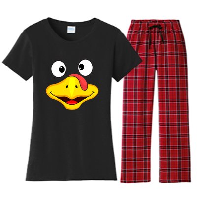 Funny Turkey Face Thanksgiving Costume   Turkey Women's Flannel Pajama Set