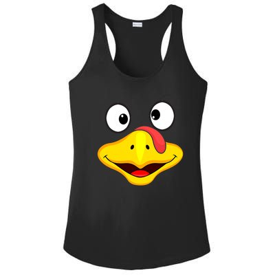 Funny Turkey Face Thanksgiving Costume   Turkey Ladies PosiCharge Competitor Racerback Tank