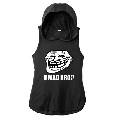 Funny Troll Face U Mad New Ladies PosiCharge Tri-Blend Wicking Draft Hoodie Tank