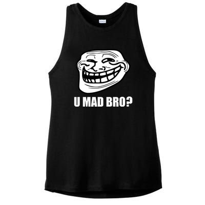 Funny Troll Face U Mad New Ladies PosiCharge Tri-Blend Wicking Tank