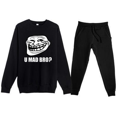 Funny Troll Face U Mad New Premium Crewneck Sweatsuit Set