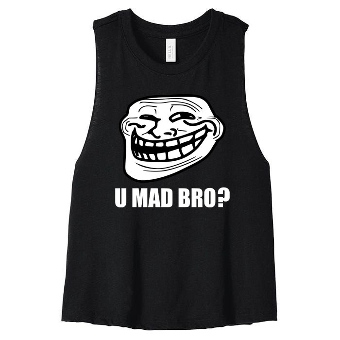 Funny Troll Face U Mad New Women's Racerback Cropped Tank