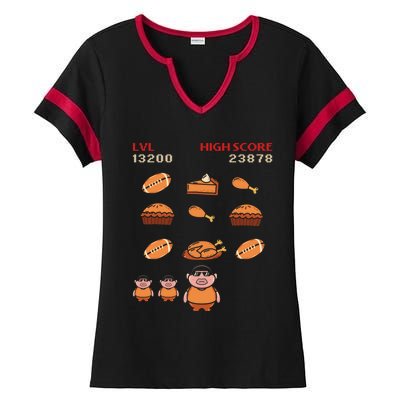 Funny Thanksgiving Food Lover Video Game Professional Gamer Gift Ladies Halftime Notch Neck Tee