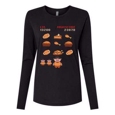 Funny Thanksgiving Food Lover Video Game Professional Gamer Gift Womens Cotton Relaxed Long Sleeve T-Shirt