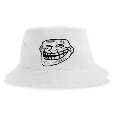 Funny Troll Face Nerd Geek Sustainable Bucket Hat