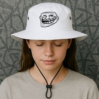 Funny Troll Face Nerd Geek Bucket Hat