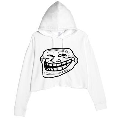 Funny Troll Face Nerd Geek Crop Fleece Hoodie