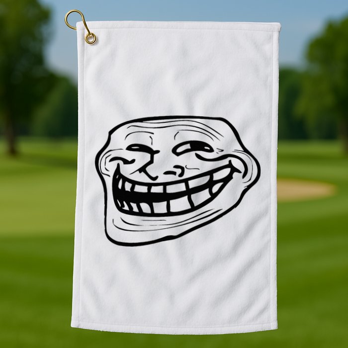 Funny Troll Face Nerd Geek Golf Towel