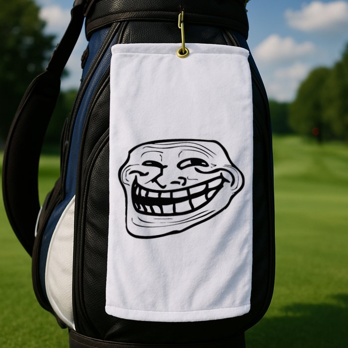Funny Troll Face Nerd Geek Golf Towel
