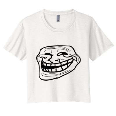Funny Troll Face Nerd Geek Crop Top